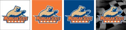 Three color applications of the logo on different backgrounds.